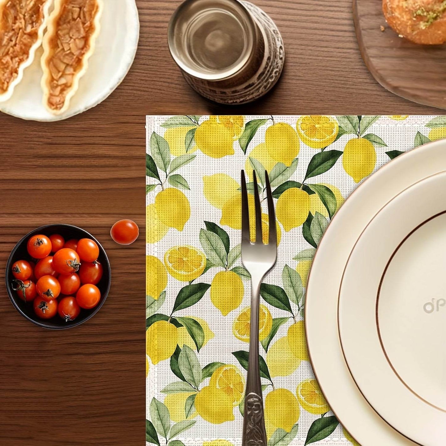 happy-prints.eu - 4-teiliges Zitronen Platzset – waschbare, hitzebeständige Tischsets mit frischem Design - Sommer-Feeling pur