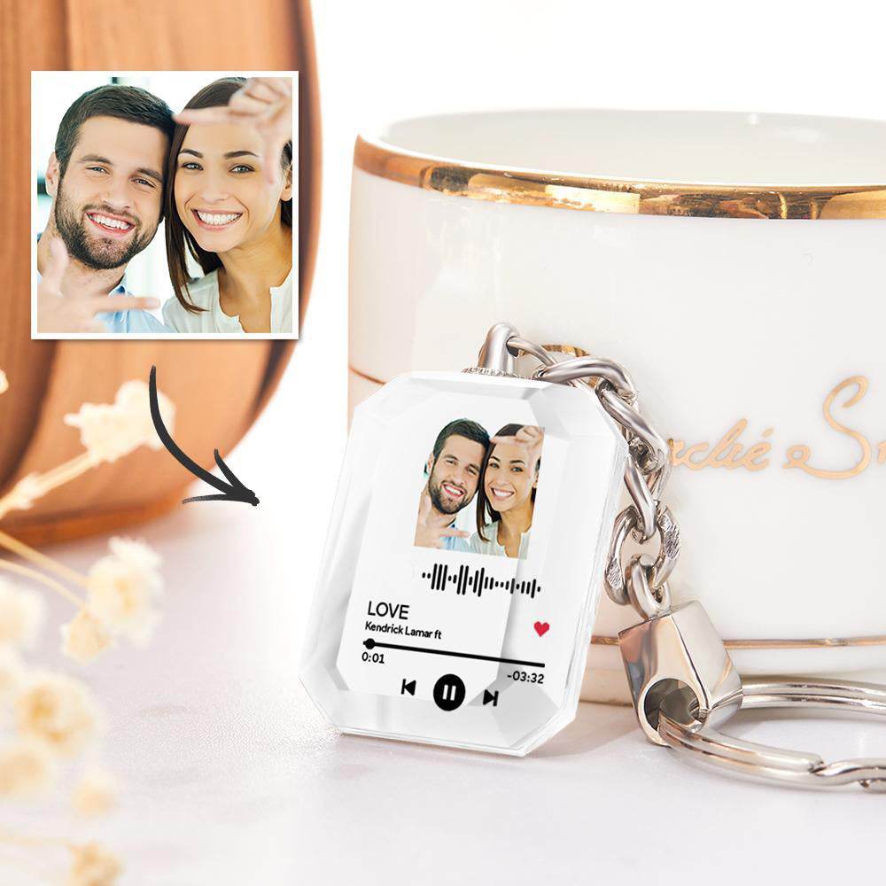 happy-prints.eu - Personalisierter Kristall-Schlüsselanhänger mit eigenem Bild und Lied