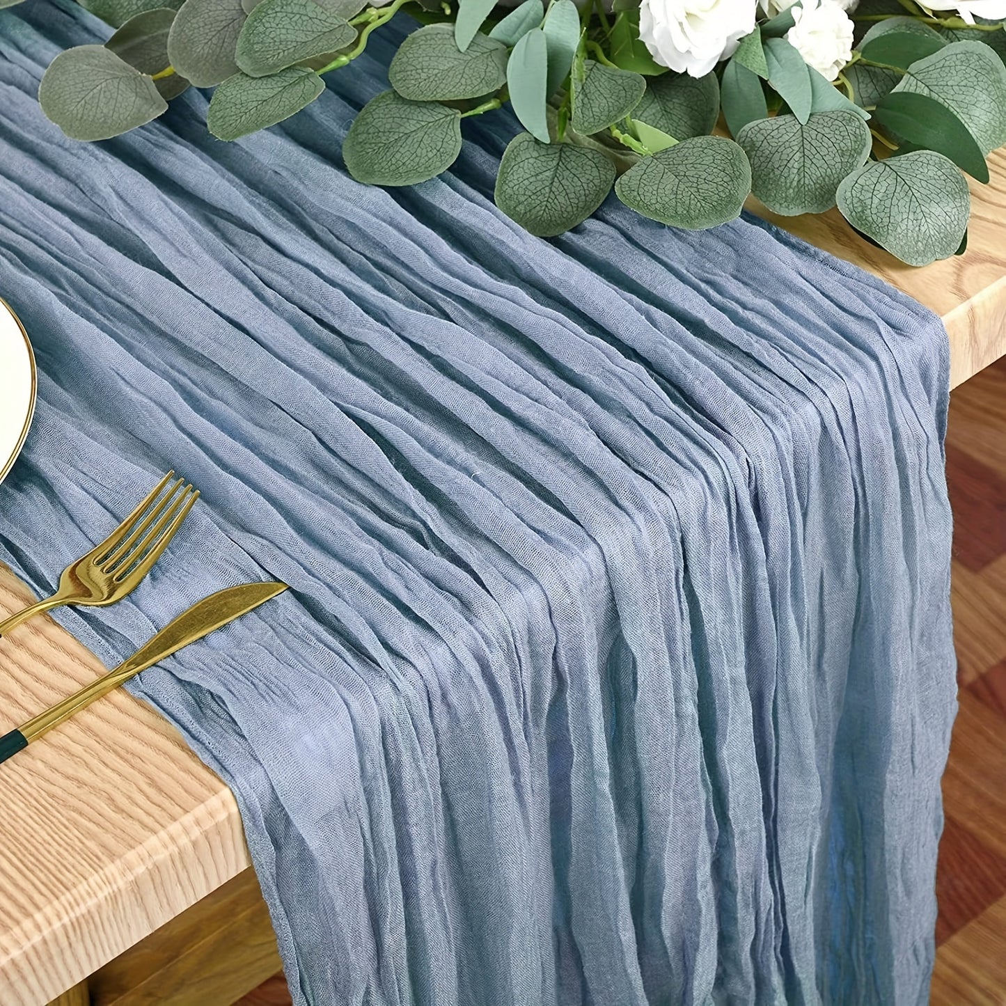 Wunderschöner einfäbiger Boho Tischläufer „Gaze Moments“ – Romantischer Deko-Läufer in tollen Farben wie Salbeigrün, Blau, Beige, Rost oder Gelb, 100 % Polyester