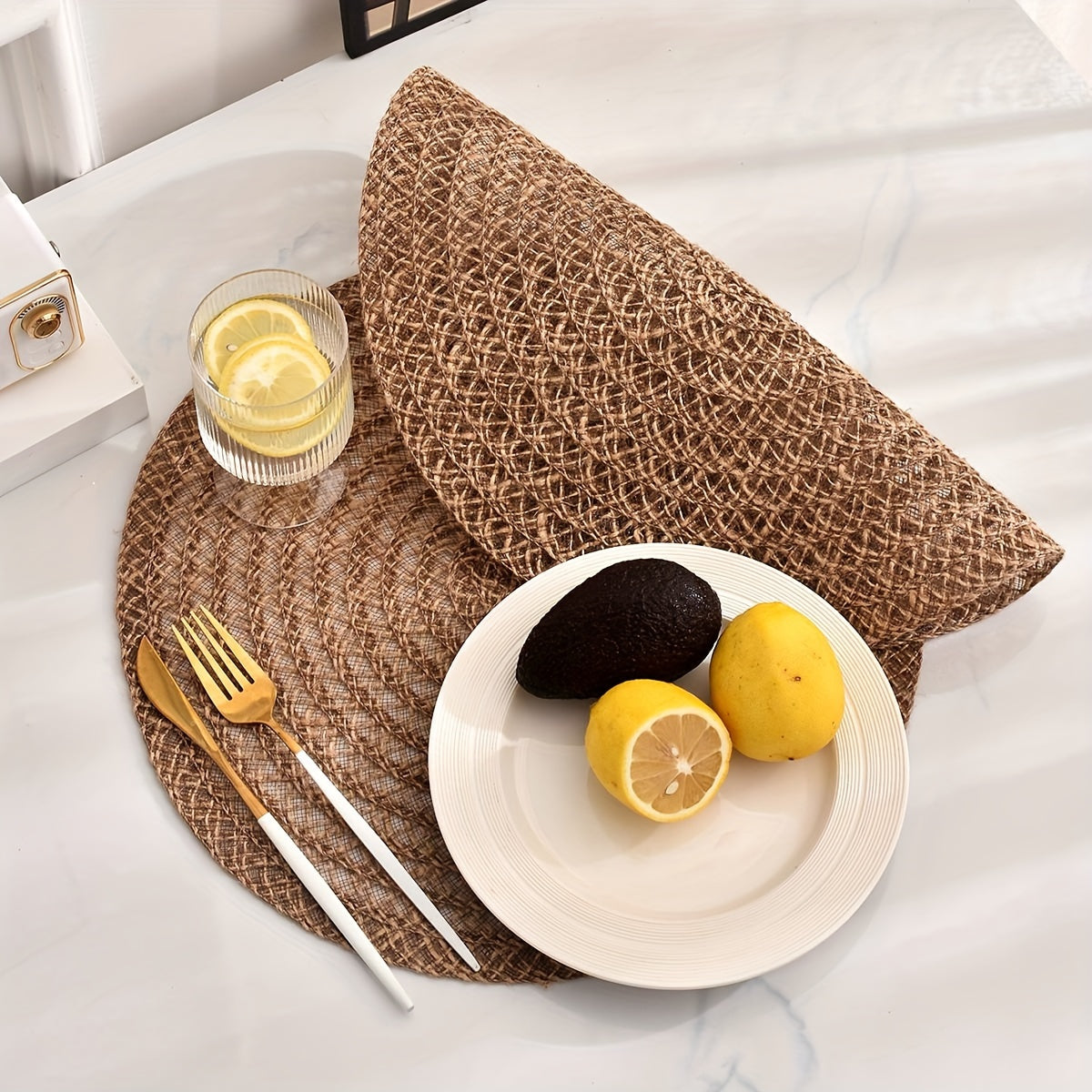 4er-Set wunderschönes Jute Platzset bzw. Tischset – Rutschfeste, Hitzebeständige Unterlage mit Naturstruktur - Ø ca. 38 cm
