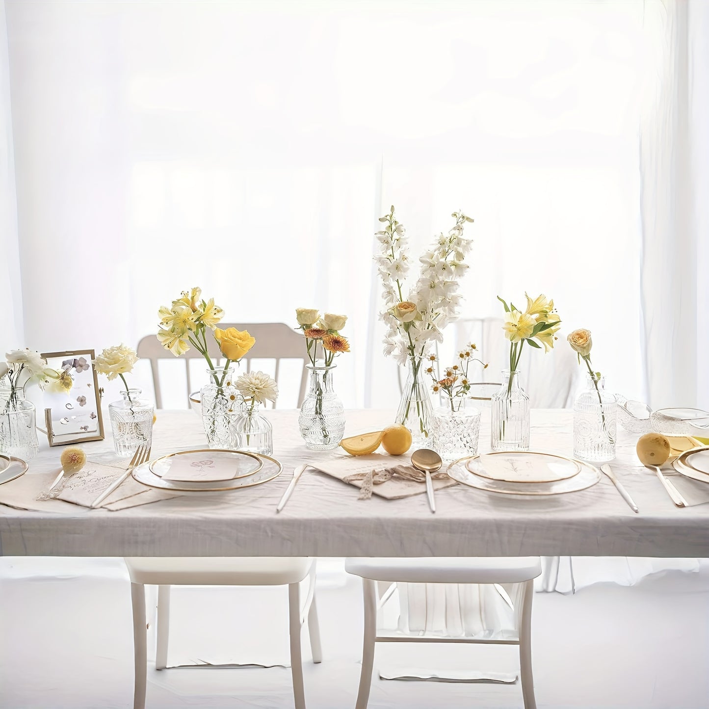 10er-Set Mini-Knospenvasen „Boho Glimmer“ – Kleine Glasvasen in Transparent, Blau, Grün & Bernstein, Längliche Form für Hochzeit & Tischdekoration