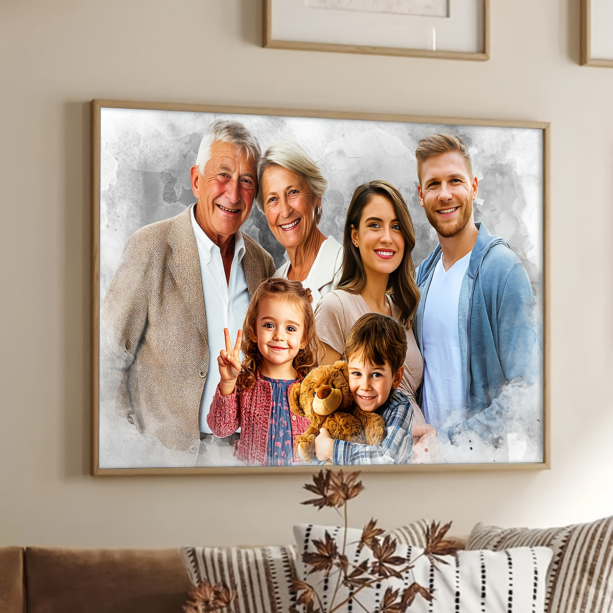 Personalisiertes Aquarellbild mit geliebten Menschen / der Familie – individuelles Familienporträt aus verschiedenen Fotos - in verschiedenen Größen - lade hier Deine Fotos hoch