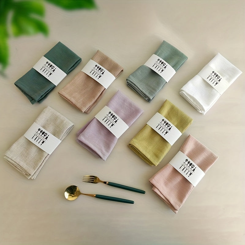 6er-Set Baumwolle-Leinen-Servietten bzw. Tischsets „Pastell Pur“ – Quadratische Stoffe mit 40x40cm in Mintgrün, Beige, Rosa, Grau & Hellbraun, Minimalistisch & Pflegeleicht aus Baumwoll-Leinen