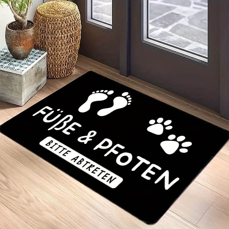 happy-prints.eu - Hübsche Willkommens-Fußmatte mit Pfoten- und Fußabdruck - ein tolles Geschenk für Tierfreunde in drei Größen
