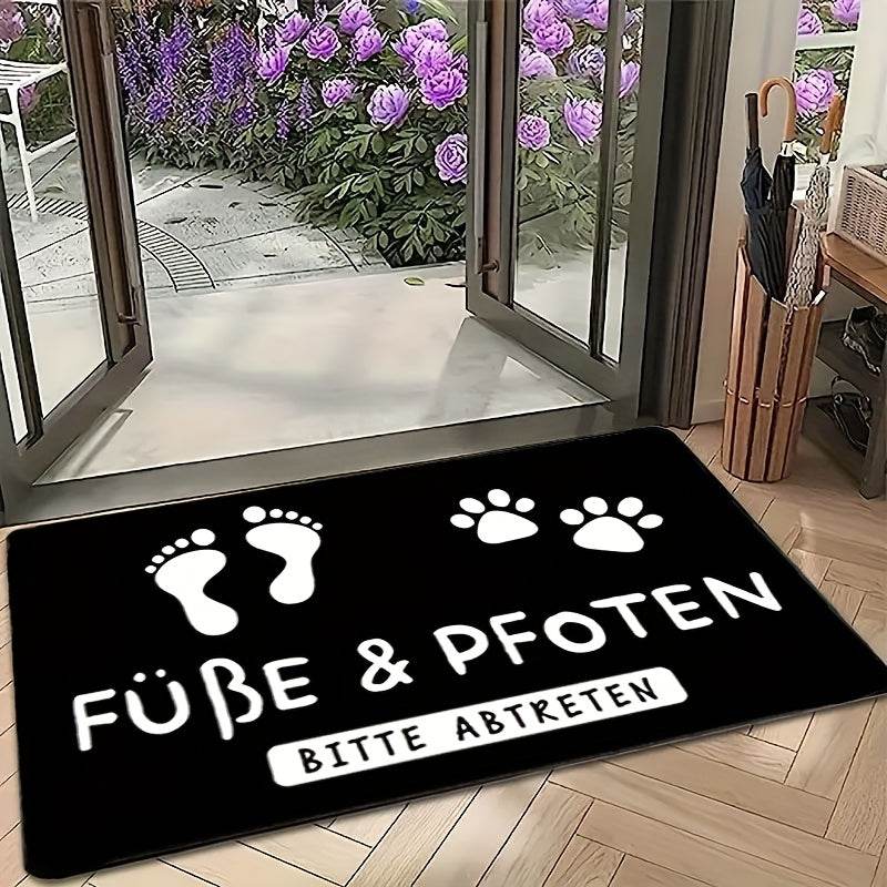 happy-prints.eu - Hübsche Willkommens-Fußmatte mit Pfoten- und Fußabdruck - ein tolles Geschenk für Tierfreunde in drei Größen