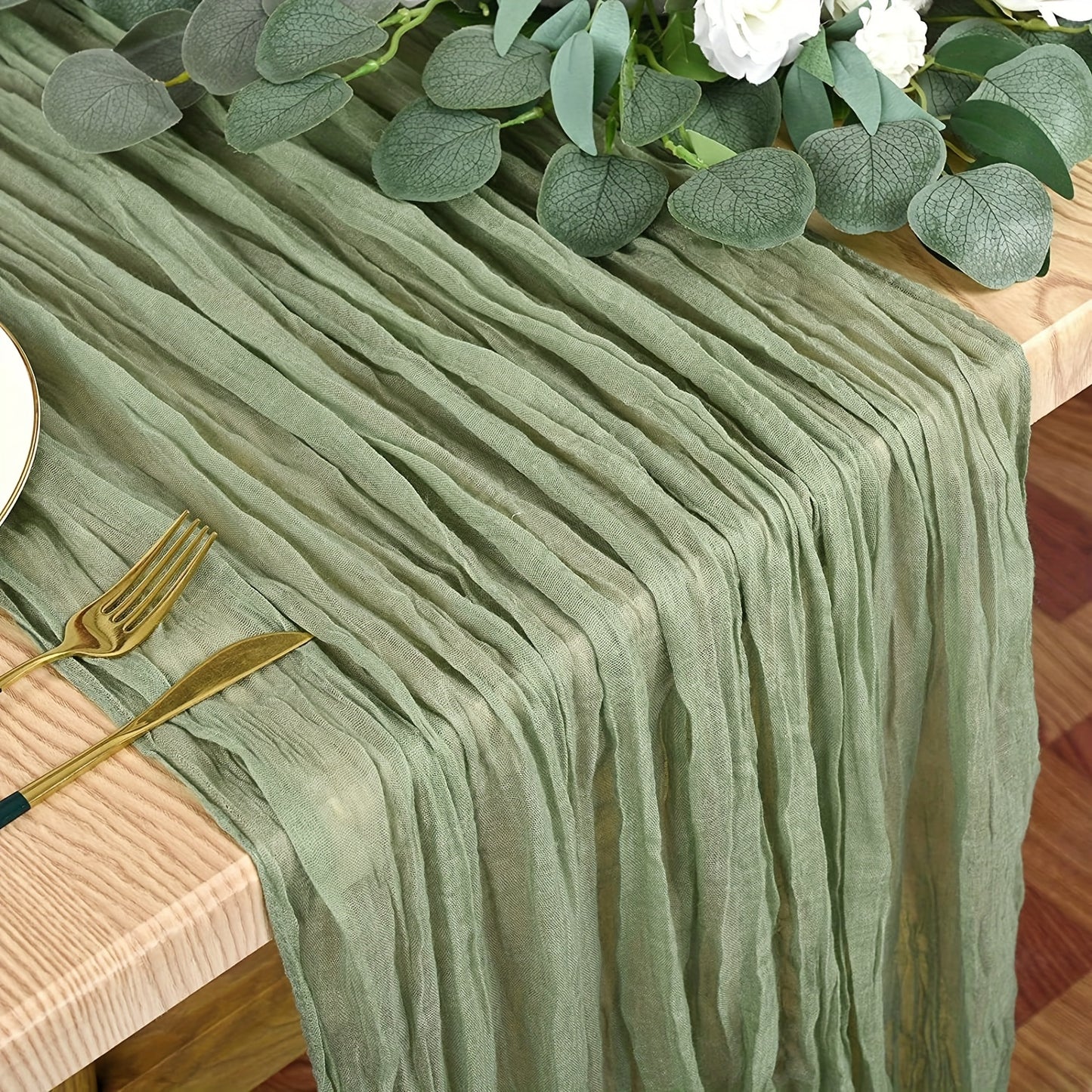 Wunderschöner einfäbiger Boho Tischläufer „Gaze Moments“ – Romantischer Deko-Läufer in tollen Farben wie Salbeigrün, Blau, Beige, Rost oder Gelb, 100 % Polyester