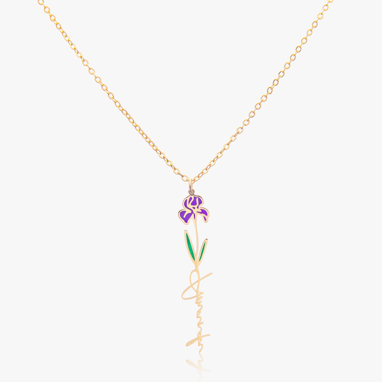 Personalisierte Halskette mit Name und hübscher Geburtsmonats-Blume - 925 Silver - Dec-Narcissus