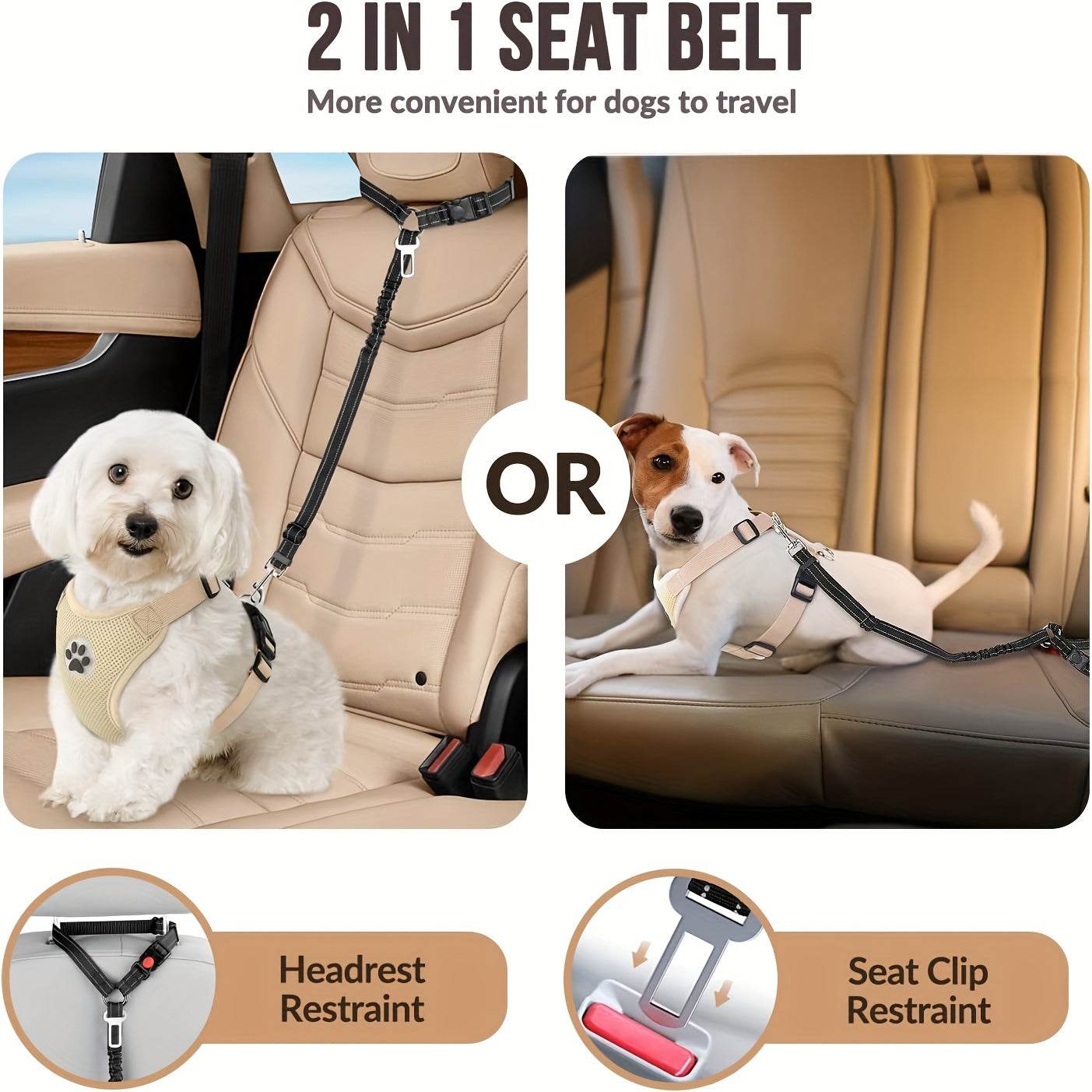 happy-prints.eu - Verstellbarer 2-in-1 Hunde-Autositzgurt & -Geschirr für sichere und komfortable Reisen
