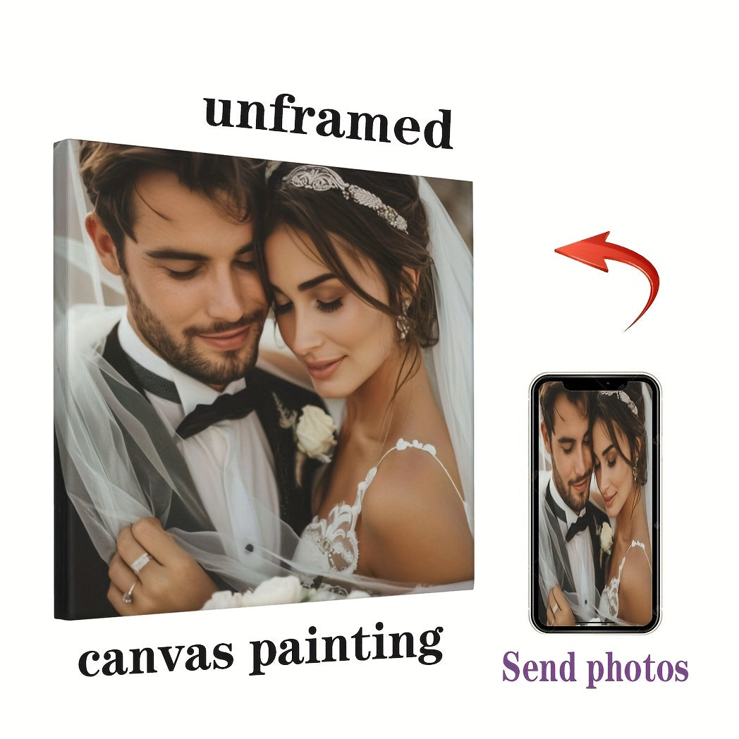 Personalisiertes wunderschönes Bild Deiner Hochzeit als ungerahmter Leinwand-Poster-Druck – wunderschönes Paar-Foto-Portrait - in verschiedenen Größen für wunderbare Anlässe