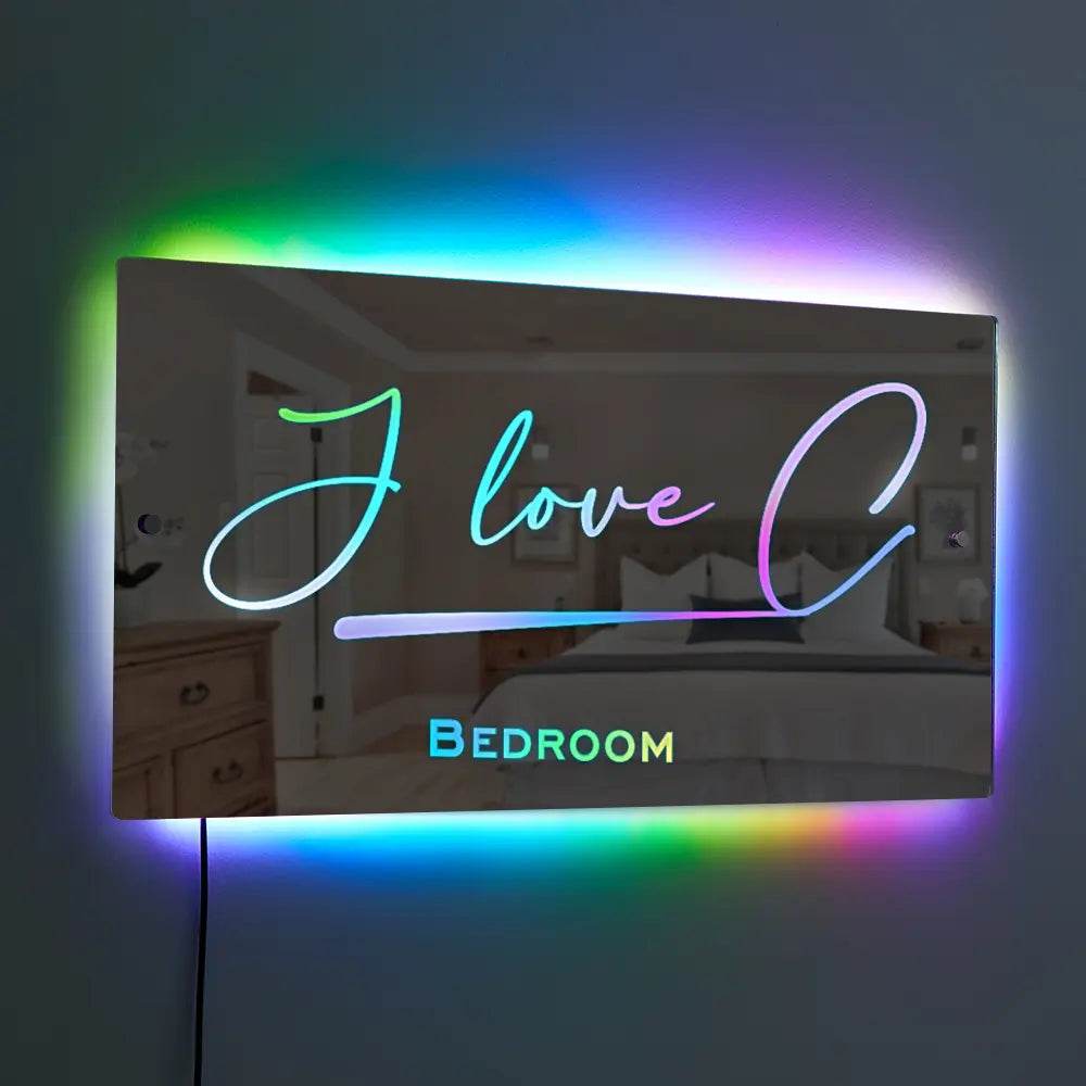 happy-prints.eu - Personalisierter Namensspiegel mit LED-Beleuchtung - änderbares Licht - ein cooles Geschenk für besondere Menschen - 3 Größen