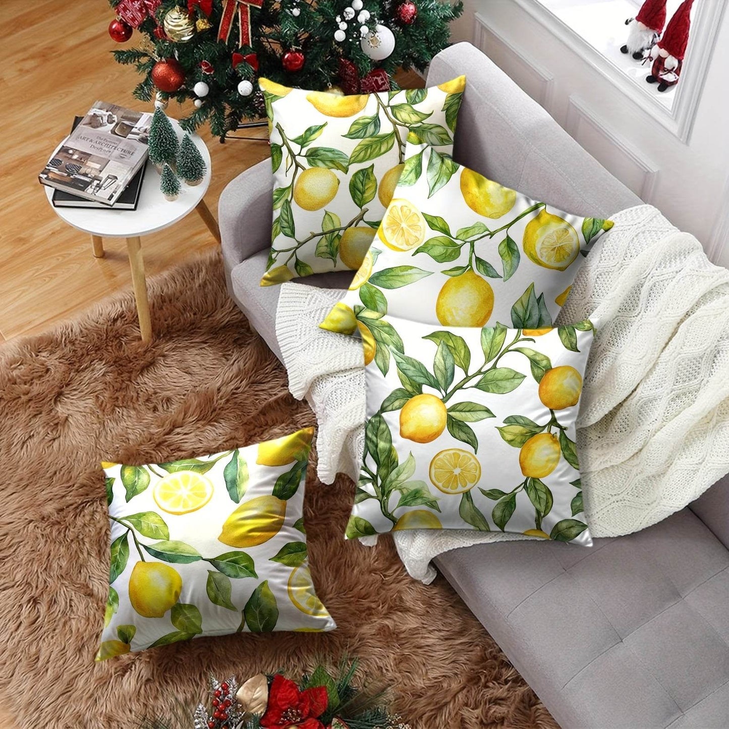 happy-prints.eu - 4er-Set frische Zitronen Kissenbezüge – stilvoll & dekorativ für Dein sommerliches Zuhause