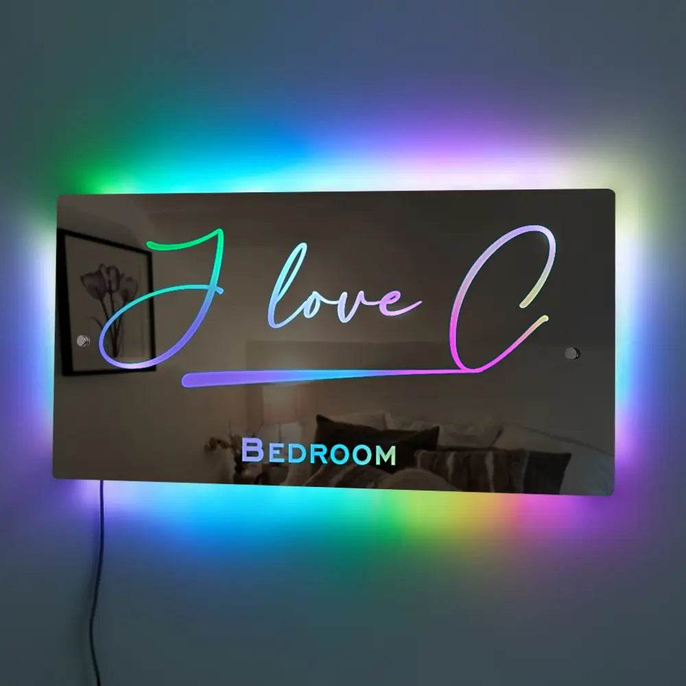 happy-prints.eu - Personalisierter Namensspiegel mit LED-Beleuchtung - änderbares Licht - ein cooles Geschenk für besondere Menschen - 3 Größen
