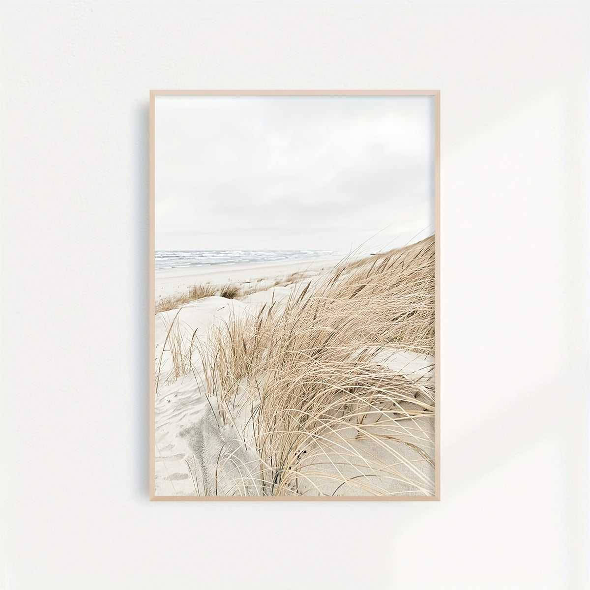 3er-Set mit hübschem Boho Leinwanddruck – Rahmenloses Leinwand-Poster - Mediterrane Küstenmomente mit Leuchtturm, Steg und Dünenlandschaft