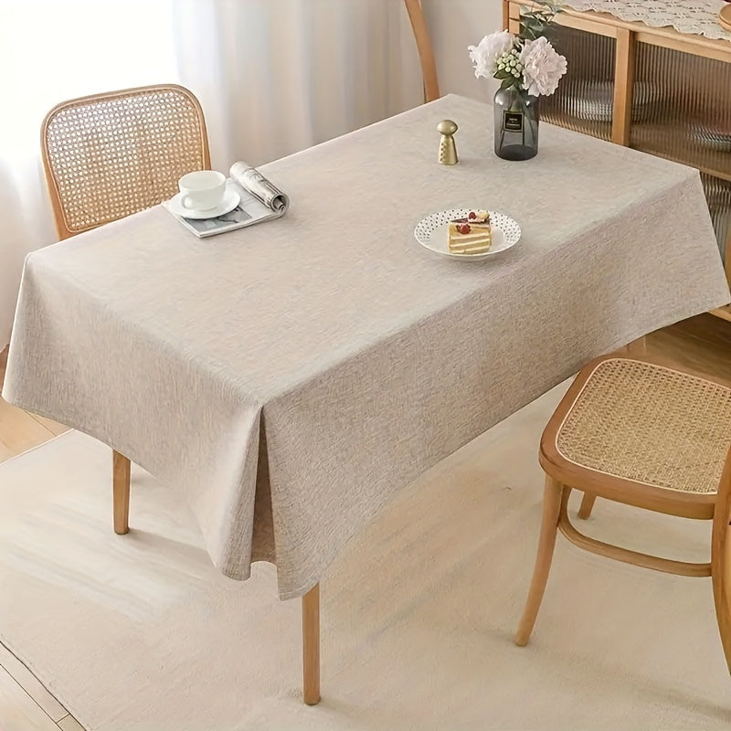 Mediterane Leinen-Tischdecke „Beige Balance“ – Strapazierfähige, Einfarbige Tischwäsche im Minimalistischen Stil, Maschinengewebt in verschiedenen Größen & Formen