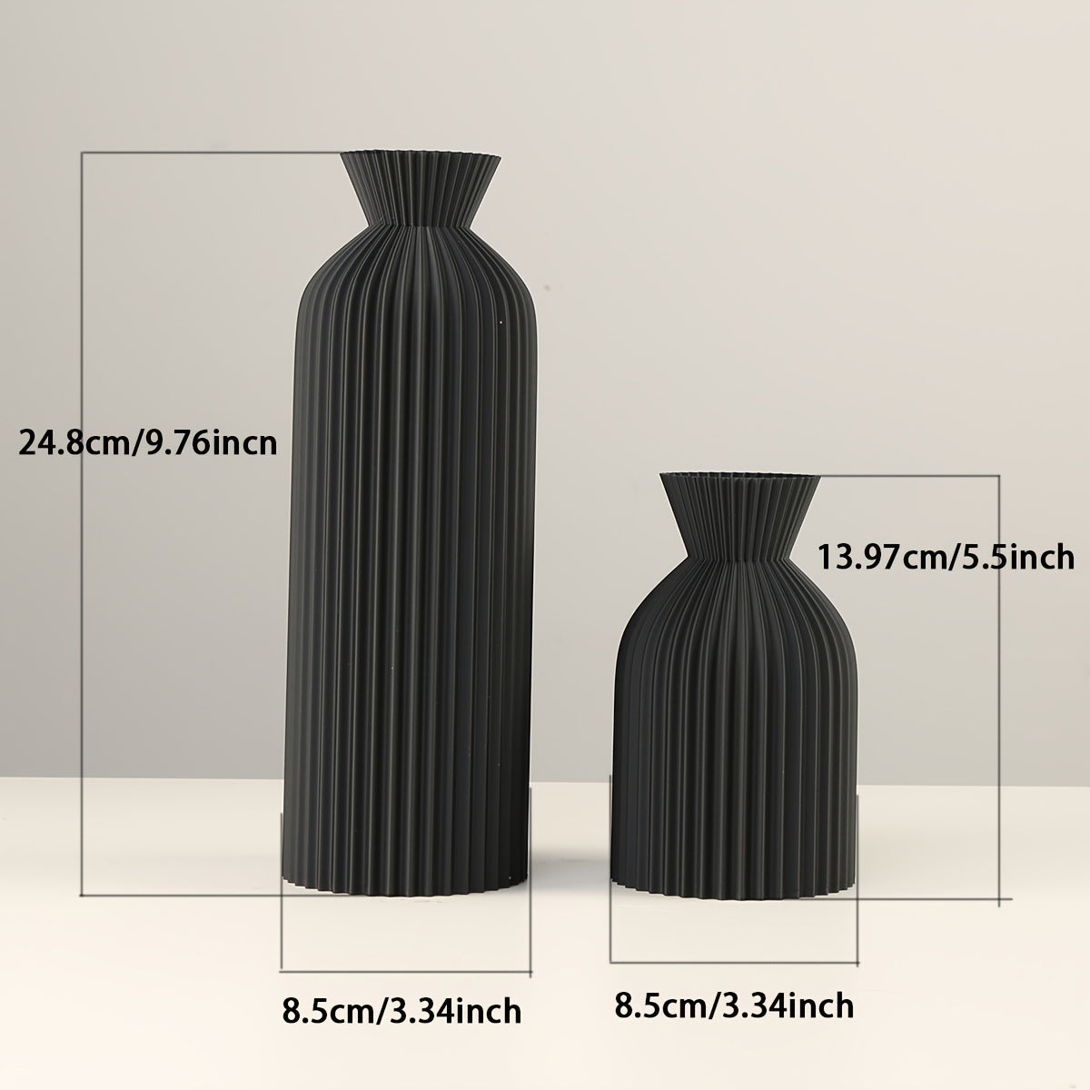 1 Stück Boho-Chic Kunststoffvase in Schwarz oder Braun, leicht & dekorativ für Einzelblumen, Tisch & Regal, 24,8 × 8,5 cm / 13,97 × 8,5 cm - Solo Bloom