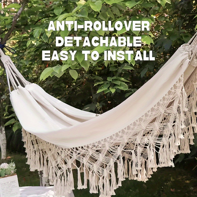 Wunderschöne Boho Hängematte mit tollem Muster und hübschen Quasten – Handgewebt für drinnen & draußen, ca. 200 × 150 cm in drei Farben