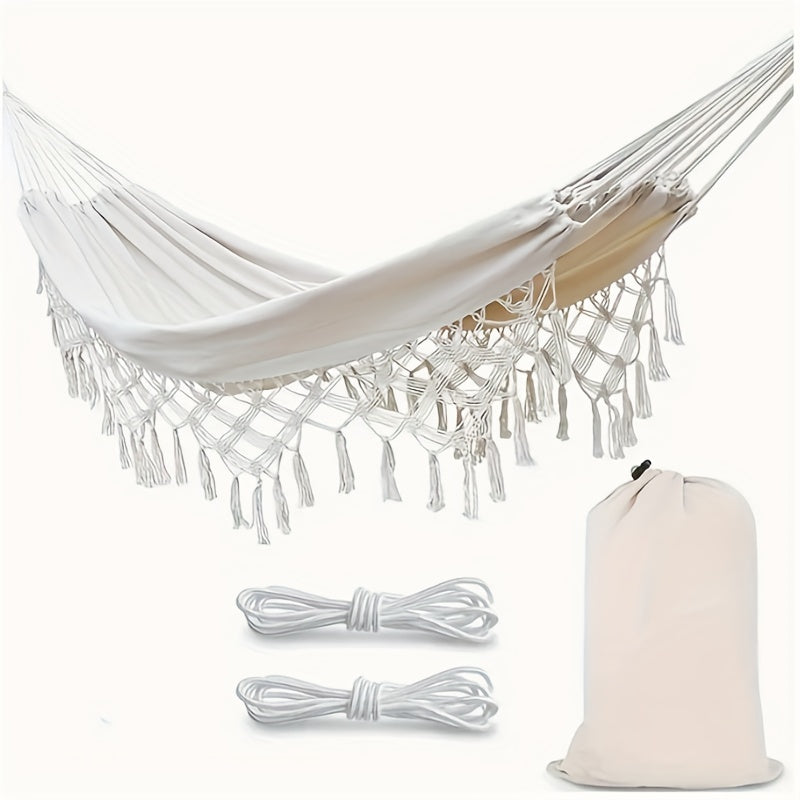 Wunderschöne Boho Hängematte mit tollem Muster und hübschen Quasten – Handgewebt für drinnen & draußen, ca. 200 × 150 cm in drei Farben