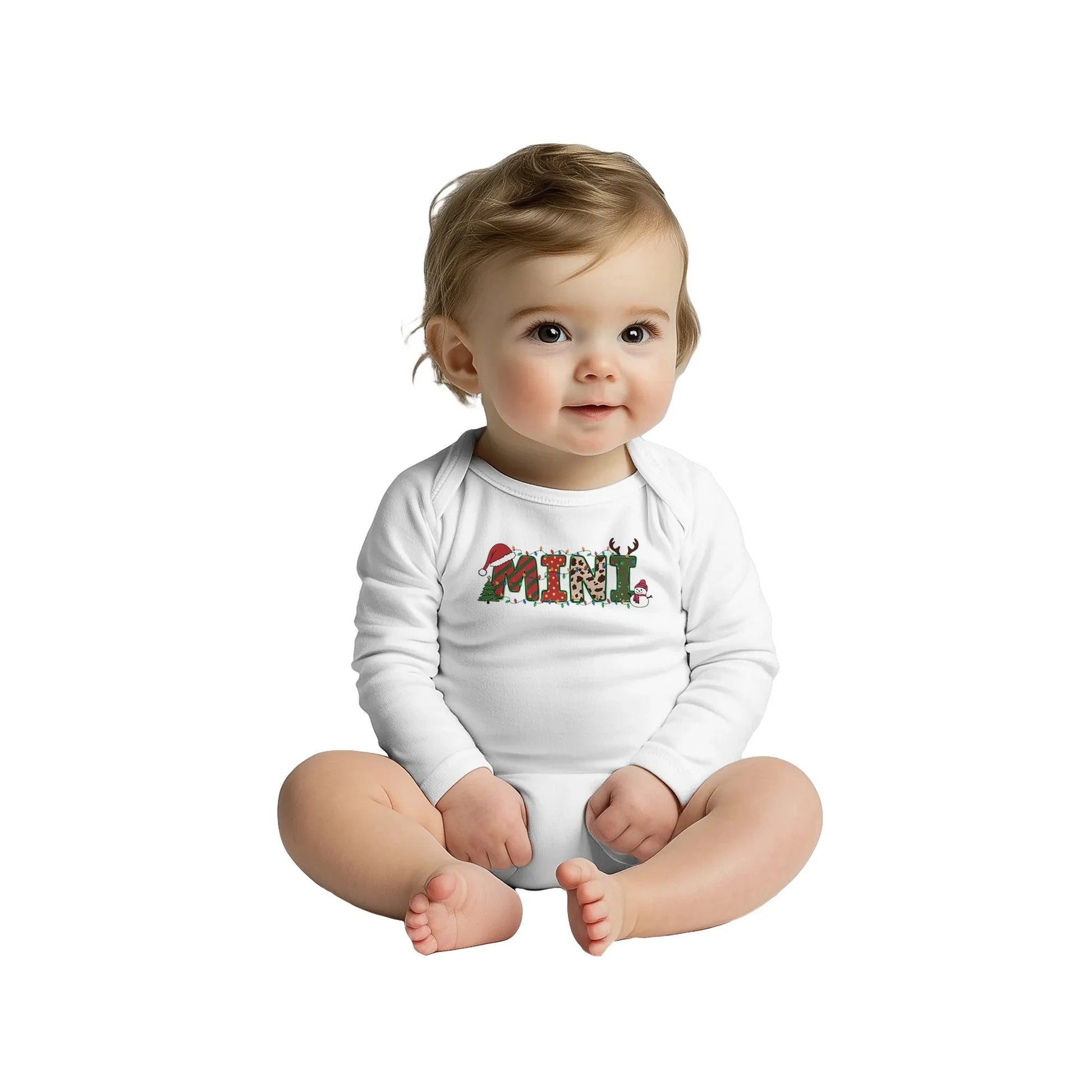 Unisex Baby Langarm Body mit Aufdruck Mini - für Weihnachten und Winter - 100% Baumwolle - Größe bis 18 Monate bzw. 86 - Strampler Body mit Muster -