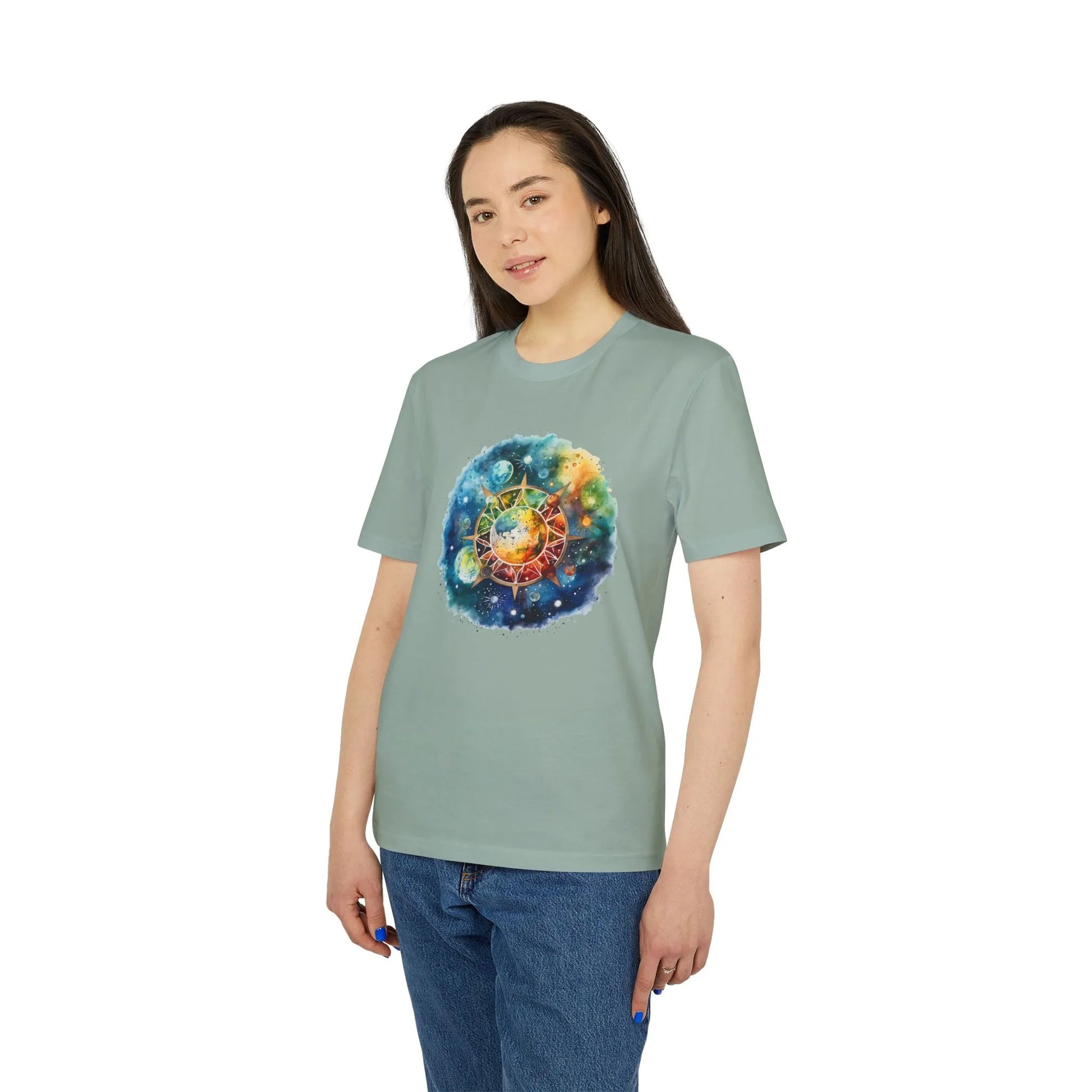 Unisex Yoga T-Shirt mit Aufdruck für Damen und Herren - kurzarm, 100% Bio Baumwolle, 180 g/m², sportlich, in großen Größen, viele Farben -