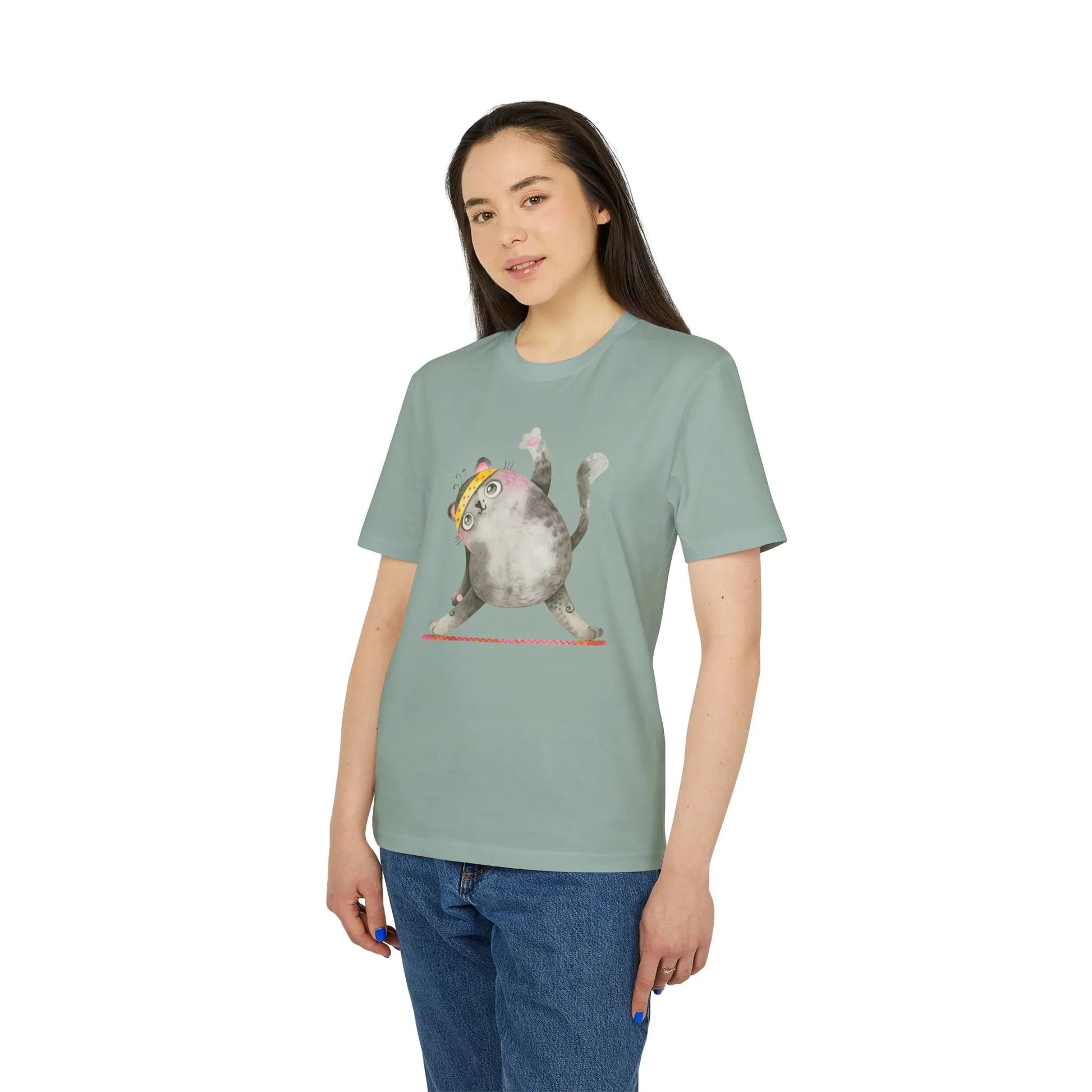 Unisex Yoga T-Shirt mit Aufdruck für Damen und Herren - kurzarm, 100% Bio Baumwolle, 180 g/m², in großen Größen, weiß und weitere Farben -