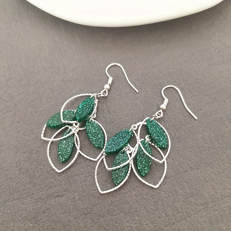 Elegante Damen Blatt-Ohrringe – Vintage Boho Hängeohrringe - in 7 wunderschönen Farbtönen - ca. 6cm lang - ideal für Alltag & Festtage
