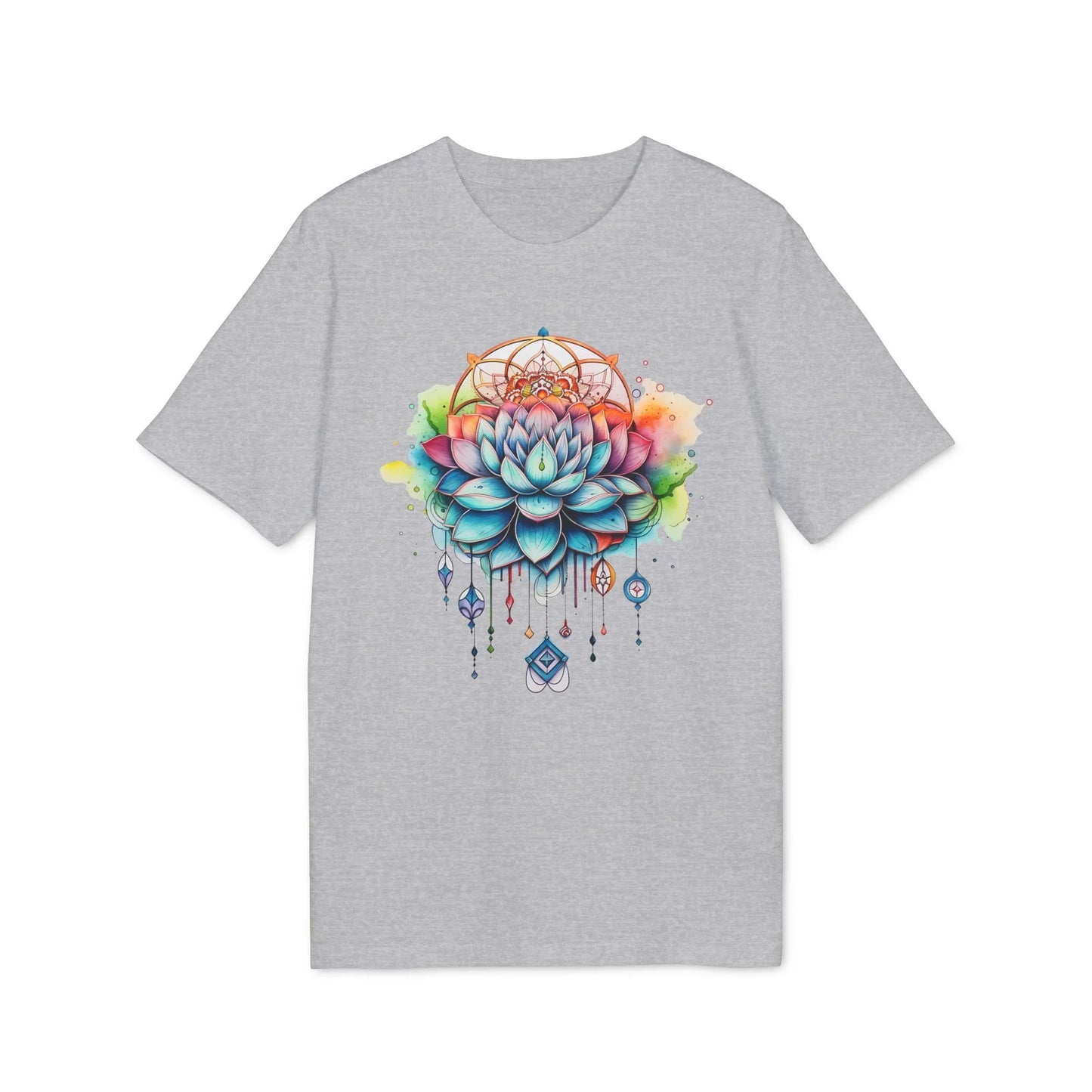 Unisex Yoga T-Shirt mit Aufdruck für Damen und Herren - kurzarm, 100% Bio Baumwolle, 180 g/m², in großen Größen, weiß und weitere Farben - Heather Grey