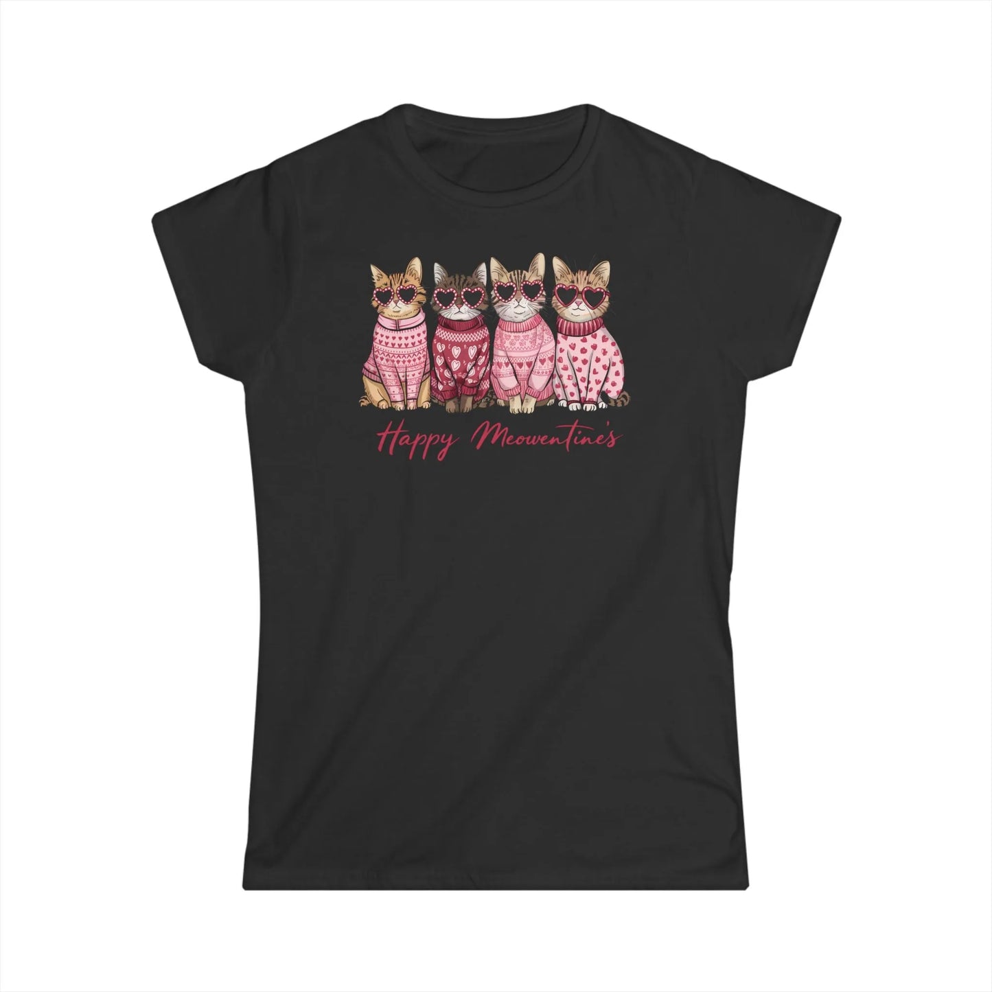 Tailliertes Damen Kurzarm T-Shirt mit Aufdruck – Frauen Shirt mit Katzen Spruch zum Valentinstag - 100% Baumwolle - 153 g/m² - auch in großen Größen – in vielen Farben - Black
