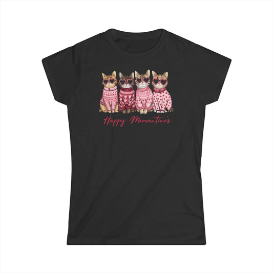 Tailliertes Damen Kurzarm T-Shirt mit Aufdruck – Frauen Shirt mit Katzen Spruch zum Valentinstag - 100% Baumwolle - 153 g/m² - auch in großen Größen – in vielen Farben - Black