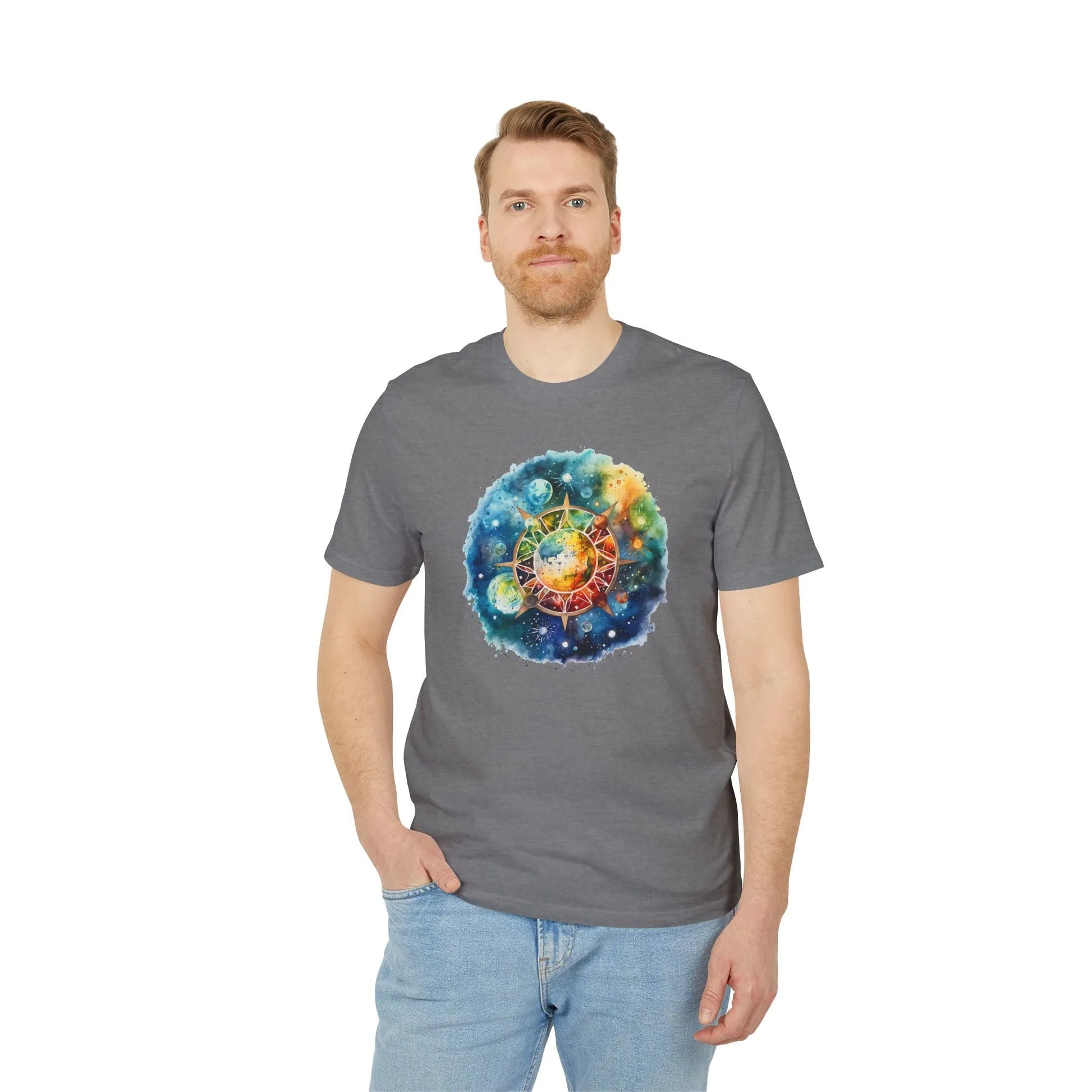 Unisex Yoga T-Shirt mit Aufdruck für Damen und Herren - kurzarm, 100% Bio Baumwolle, 180 g/m², sportlich, in großen Größen, viele Farben -