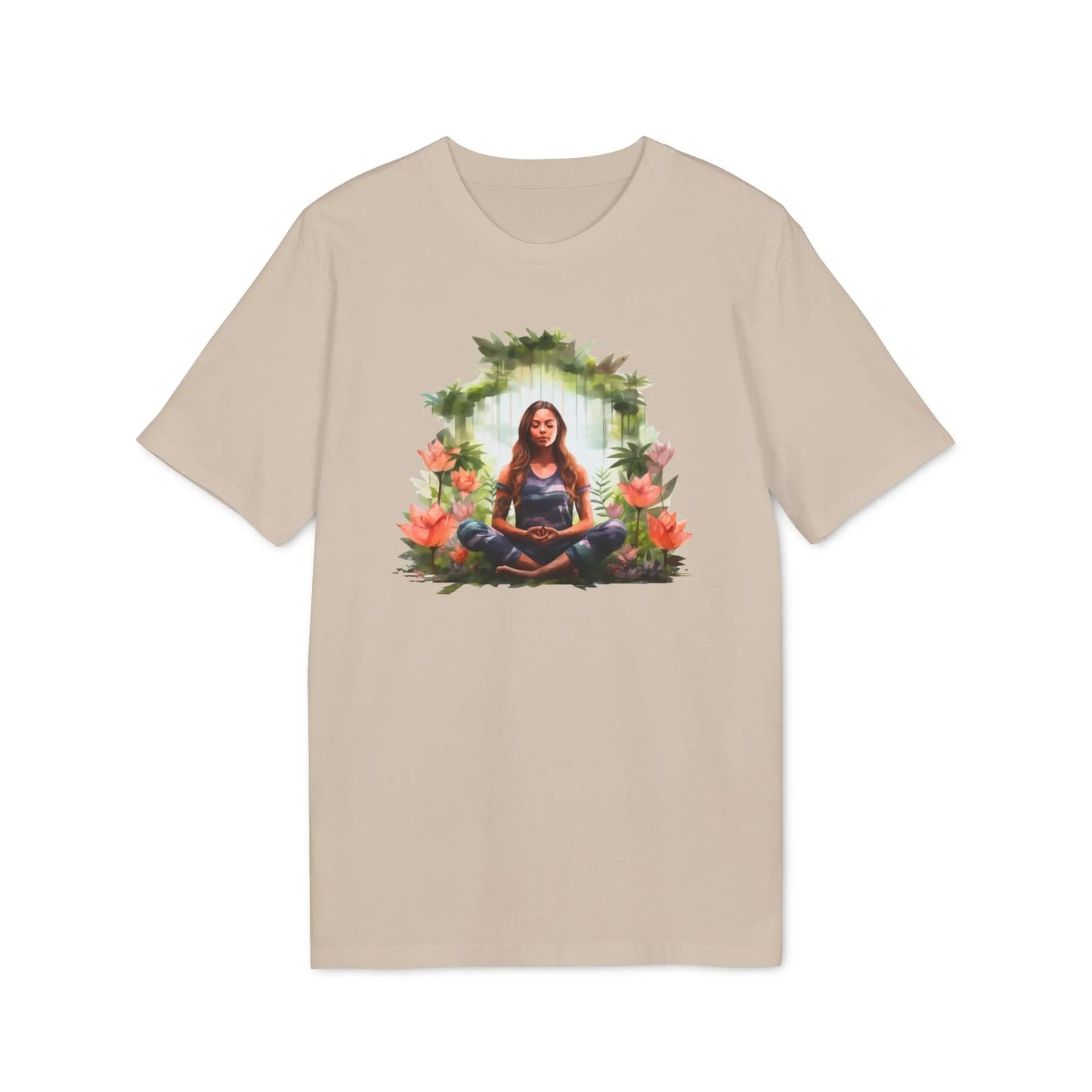 Unisex Yoga T-Shirt mit Aufdruck für Damen und Herren - kurzarm, 100% Bio Baumwolle, 180 g/m², in großen Größen, weiß und weitere Farben - Desert Dust