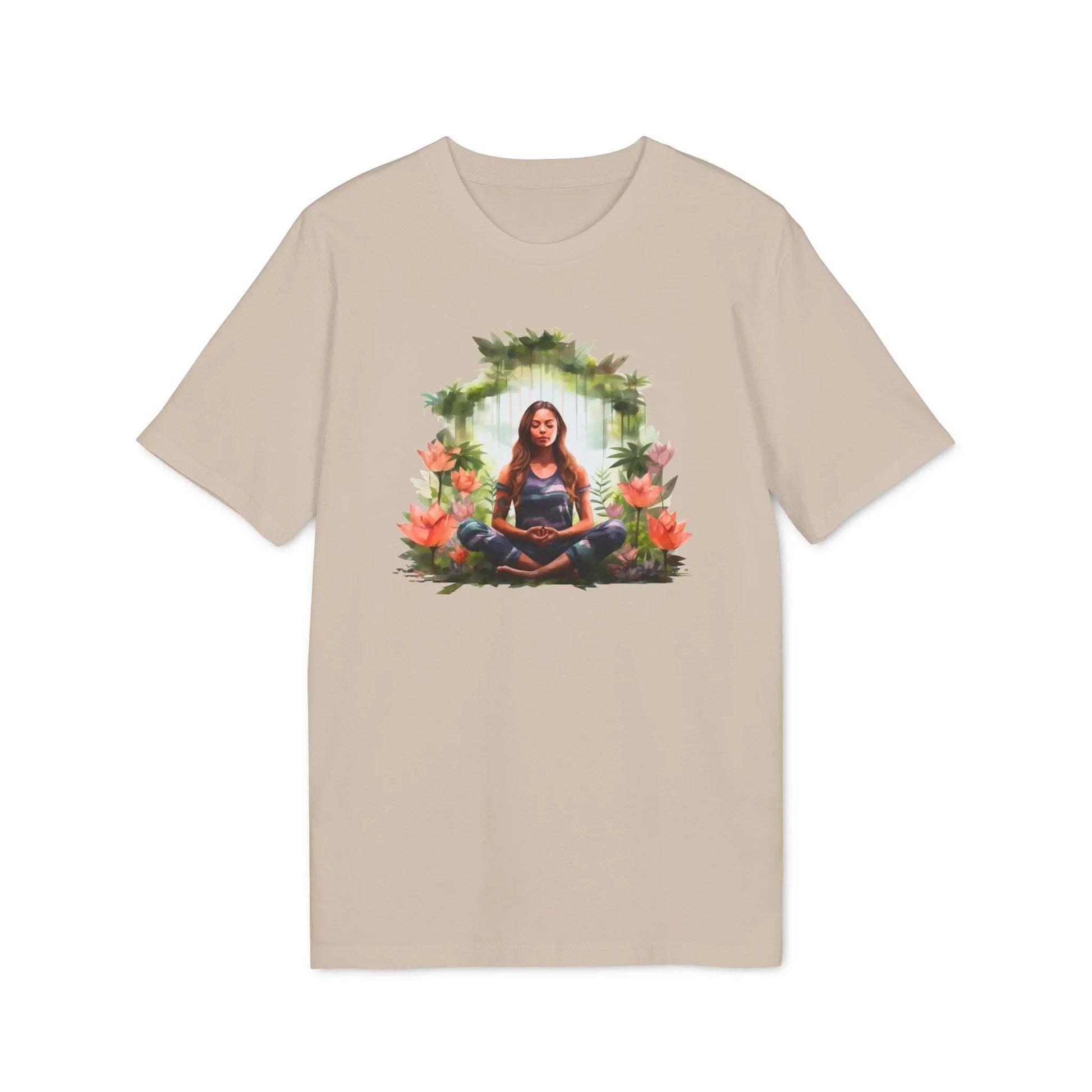 Unisex Yoga T-Shirt mit Aufdruck für Damen und Herren - kurzarm, 100% Bio Baumwolle, 180 g/m², in großen Größen, weiß und weitere Farben - Desert Dust