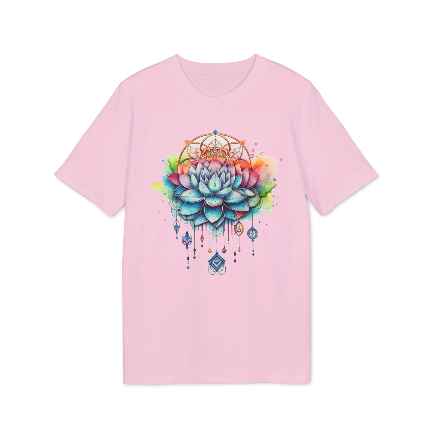 Unisex Yoga T-Shirt mit Aufdruck für Damen und Herren - kurzarm, 100% Bio Baumwolle, 180 g/m², in großen Größen, weiß und weitere Farben - Cotton Pink