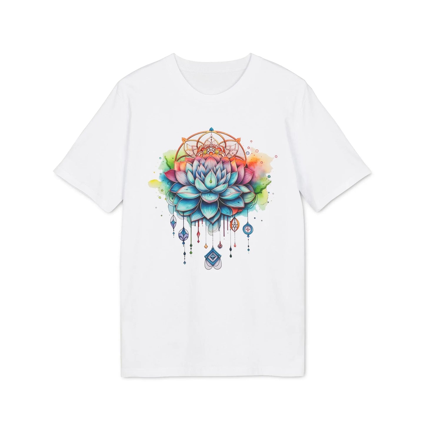 Unisex Yoga T-Shirt mit Aufdruck für Damen und Herren - kurzarm, 100% Bio Baumwolle, 180 g/m², in großen Größen, weiß und weitere Farben - White