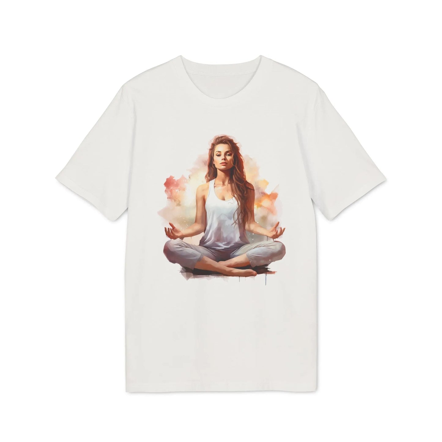 Unisex Yoga T-Shirt mit Aufdruck für Damen und Herren - kurzarm, 100% Bio Baumwolle, 180 g/m², in großen Größen und vielen Farben - Off White