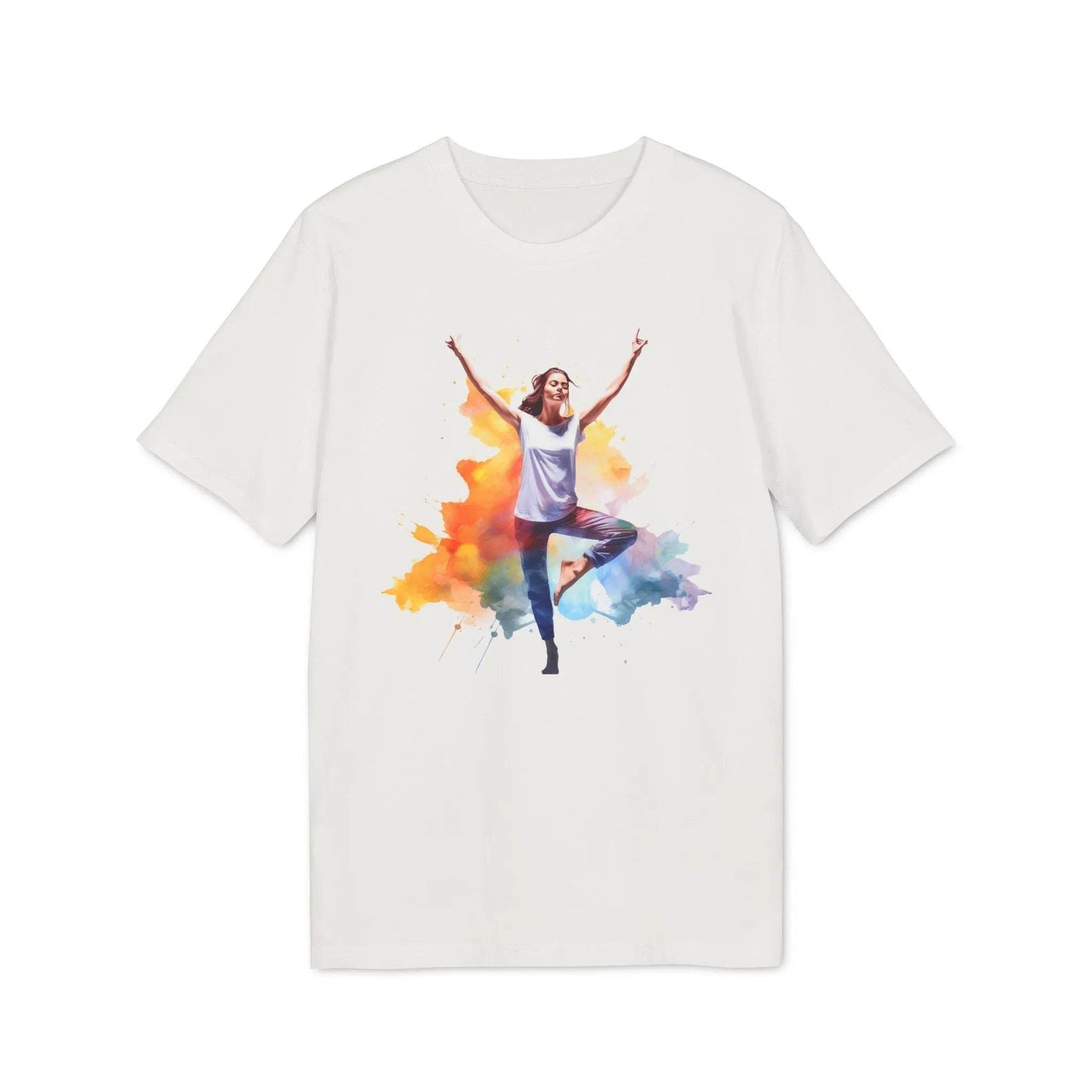 happy-prints.eu - Unisex Yoga T-Shirt mit Aufdruck für Damen und Herren - kurzarm, 100% Bio Baumwolle, 180 g/m², in großen Größen, weiß und weitere Farben