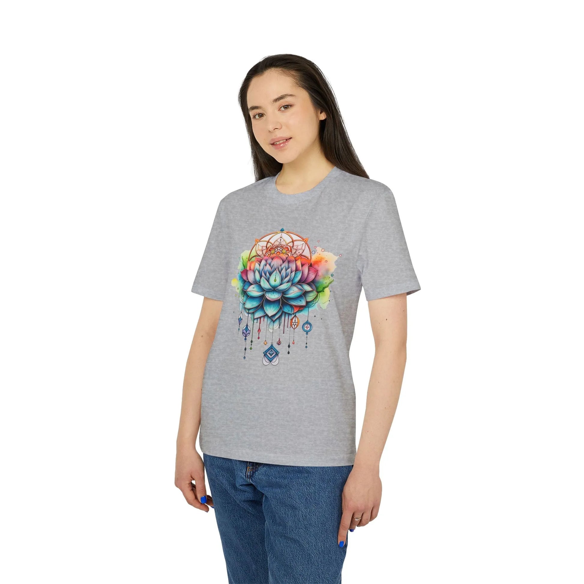 Unisex Yoga T-Shirt mit Aufdruck für Damen und Herren - kurzarm, 100% Bio Baumwolle, 180 g/m², in großen Größen, weiß und weitere Farben -