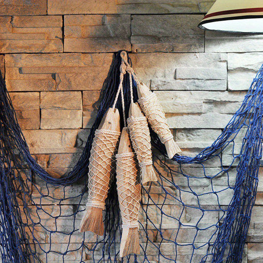 2er-Set hübsche rustikale Holzfische mit 20 cm oder 32 cm – handgeschnitzte maritime Fisch-Deko im Vintage-Stil für Strandhaus, Garten & Boot - in zwei Größen