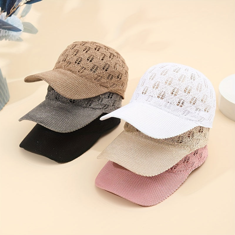 Stylische Mesh-Baseballkappe für Damen – Luftiges Design mit Jacquard-Strick, Atmungsaktiv & Verstellbar, 6 Farben