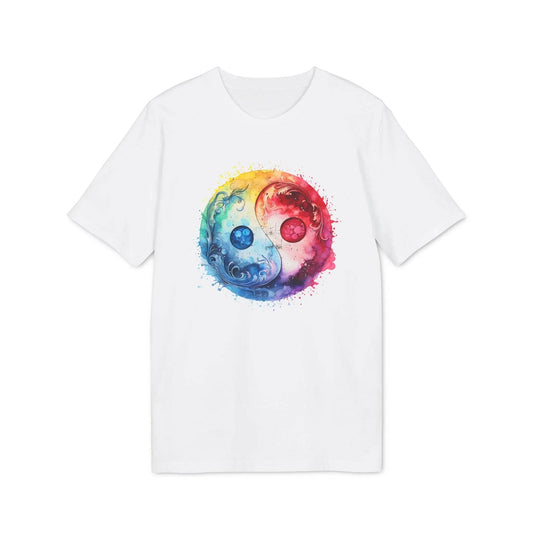 happy-prints.eu - Unisex Yoga T-Shirt mit Aufdruck für Damen und Herren - Yin und Yang - kurzarm, 100% Bio Baumwolle, 180 g/m², sportlich, in großen Größen, in vielen Farben