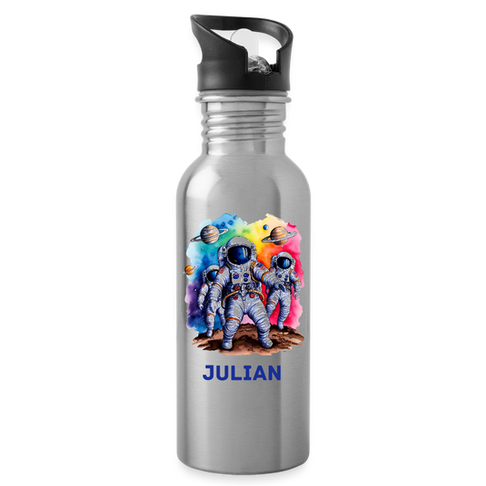 Personalisierte Trinkflasche mit Astronauten Motiv und Name - Text und Motiv easy anpassbar - Lightsilver 600 ml