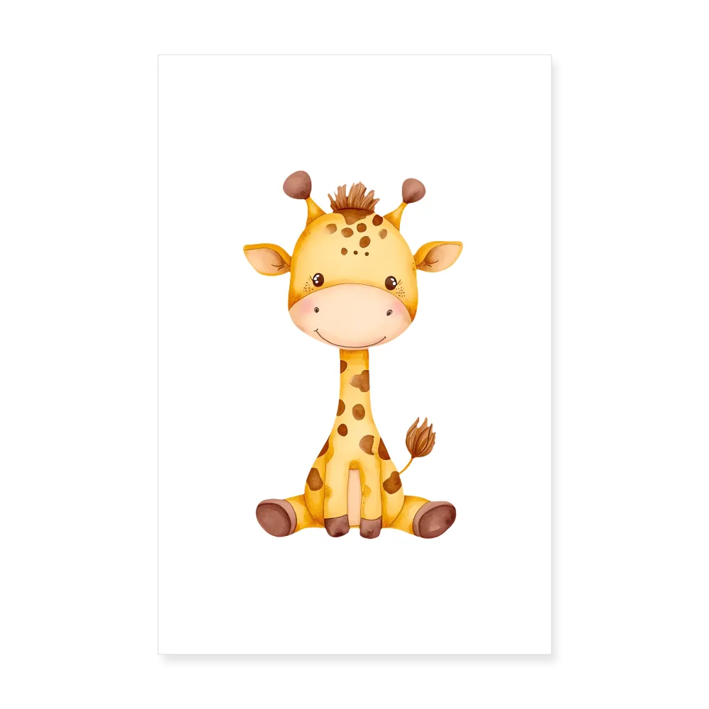 Personalisiertes Poster mit süßer Giraffe - 20x30 cm - Jungen Tier Motiv, Bild, Text und Produkt einfach änderbar - Weiß One size