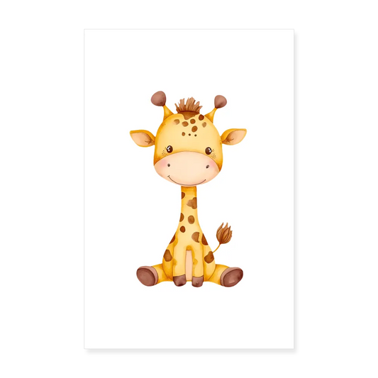 Personalisiertes Poster mit süßer Giraffe - 20x30 cm - Jungen Tier Motiv, Bild, Text und Produkt einfach änderbar - Weiß One size