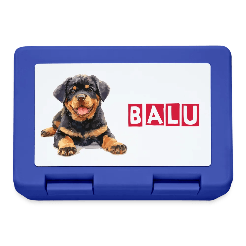 Personalisierter Behälter für Hunde Leckerlis - Motiv und Text veränderbar - Bild des eigenen Hundes hochladbar - Royalblau One size