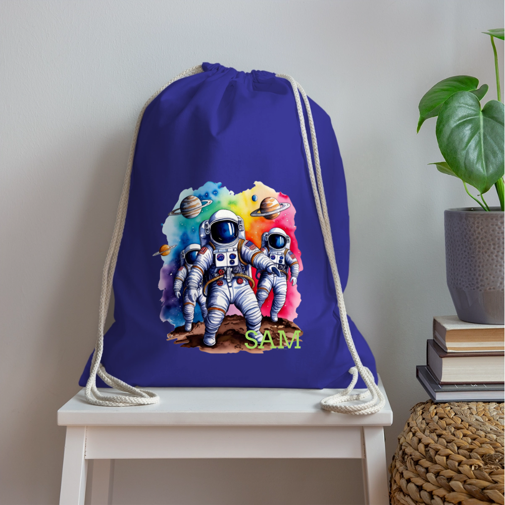Personalisierter Turnbeutel mit Astronauten und Name - Weltall Beutel für Kinder und Erwachsene - Text und Motiv easy änderbar -