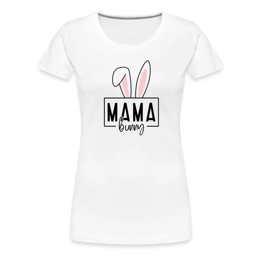 Personalisiertes T-Shirt für Frauen mit Osterhasen Ohren und "Mama Bunny" für Ostern - in vielen Farben und Größen - Motiv und Text individualisierbar - Weiß