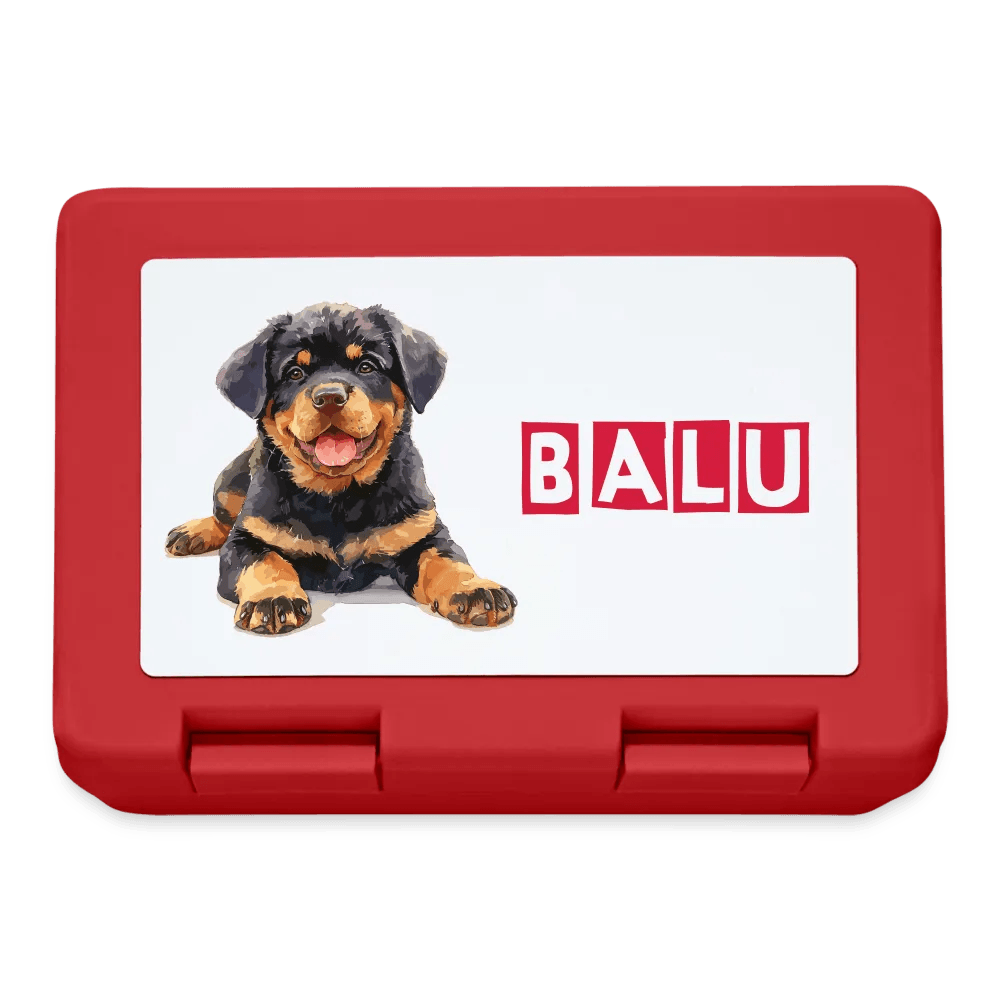 Personalisierter Behälter für Hunde Leckerlis - Motiv und Text veränderbar - Bild des eigenen Hundes hochladbar - Rot One size