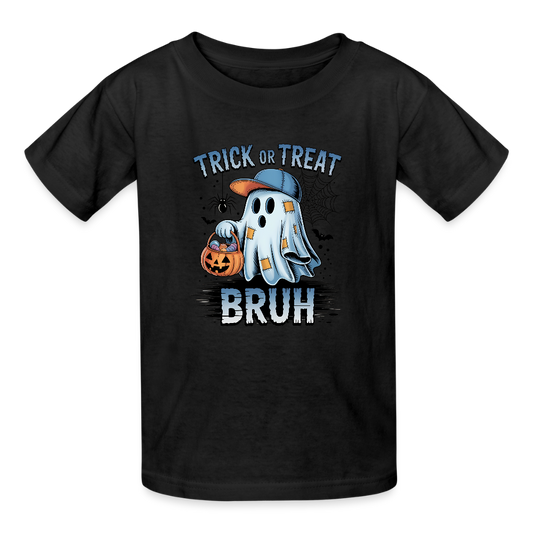 Personalisierbares Jungen T-Shirt für Halloween - Geist mit Kürbis Laterne und Kappe - Trick or Treat - Motiv kann auf jedes Kurzarm- oder Langarm-Shirt gedruckt werden - auch für Erwachsene - viele weitere Farben und Größen - hier 3 bis 12 Jahre - Schwarz