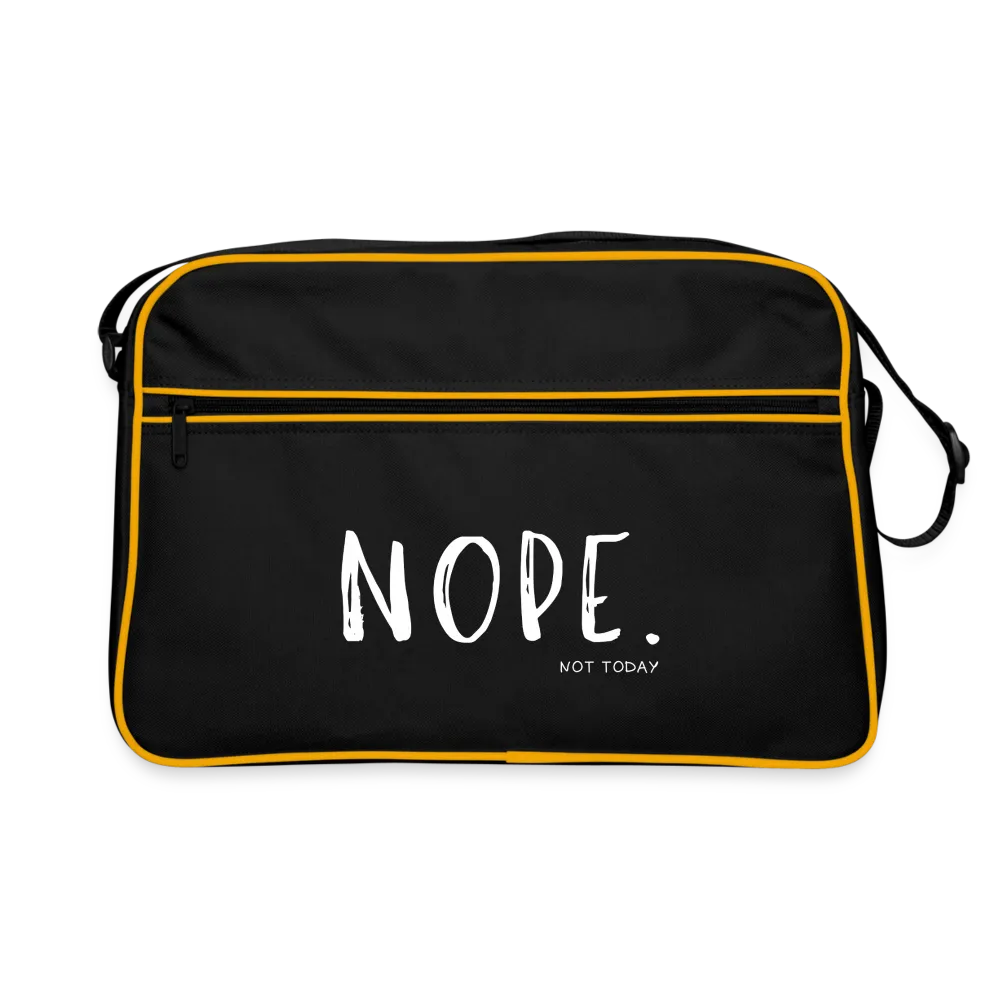 Personalisierte Unisex Retro Tasche zum Umhängen mit Spruch "Nope. Not Today" - Motiv und Text veränderbar - 18 Liter - Schwarz Gold One size