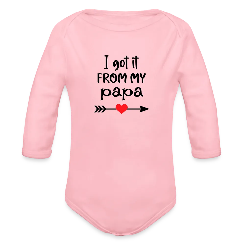 Personalisierter Unisex Baby Bio-Langarm-Body mit Spruch - 100% Bio Baumwolle - bis Größe 80 bzw. 12 Monate - in vielen Farben und Größen - Bild, Motiv und Text sind individualisierbar - Hellrosa