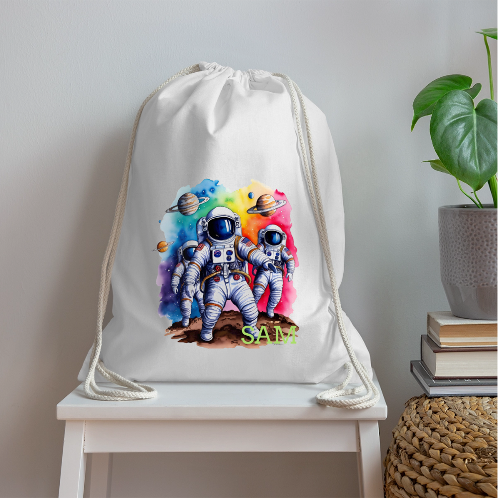 Personalisierter Turnbeutel mit Astronauten und Name - Weltall Beutel für Kinder und Erwachsene - Text und Motiv easy änderbar -